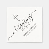 Eenvoudig Kruis Elegant Schrift Funeraal Herdenkin Servet (Voorkant)