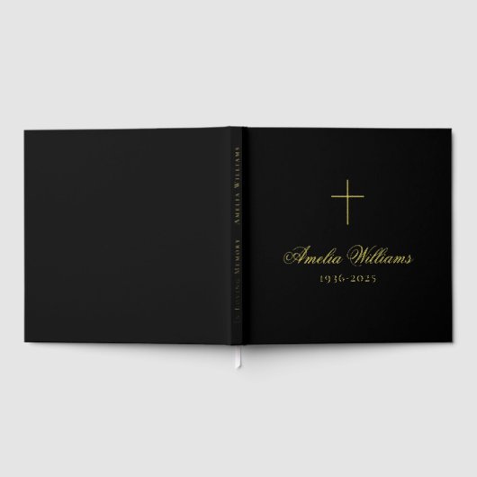 Eenvoudig kruis liefdevolle herinnering begrafenis gastenboek (Volledig)