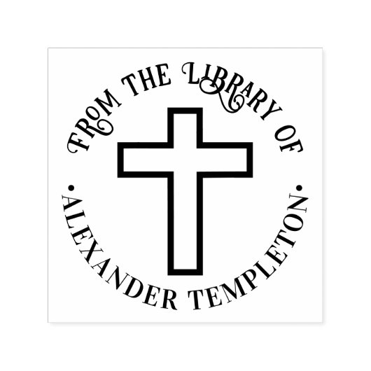 Eenvoudig kruis “Uit de bibliotheek van” Ronde boe Zelfinktende Stempel (Design)