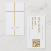 Eenvoudig kruis wit en goud visitekaartje (Voorkant / Achterkant)