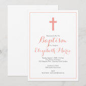 Eenvoudig kruisroze meisje Baptisme Christening Kaart (Voorkant / Achterkant)