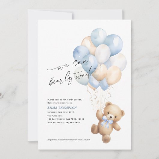 Eenvoudig kunnen we bijna wachten op blauwe baby j kaart (Voorkant)