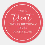 Eenvoudig label 'Red Birthday Calligraphy Cute Par (Voorkant)