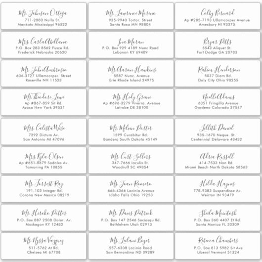 Eenvoudig label voor weduwschap met kalligrafie (Voorkant)