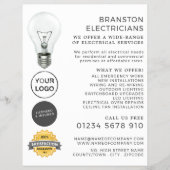 Eenvoudig lampje, elektricien Adverteren Flyer (Voorkant)
