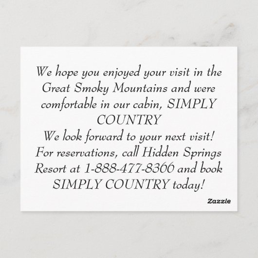 EENVOUDIG LAND BRIEFKAART (Achterkant)