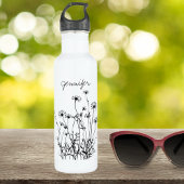 Eenvoudig land veld van bloemen monogram waterfles 