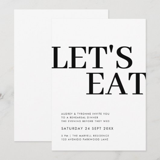 Eenvoudig Laten we het moderne repetitiediner eten Kaart (Voorkant / Achterkant)