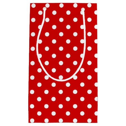 Eenvoudig Latijnse witte pokadots patroon op rood Klein Cadeauzakje (Voorkant)