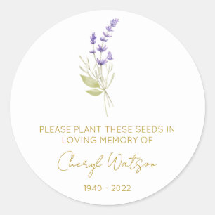 Eenvoudig Lavendel Herdenkingspakket Zaden Ronde Sticker