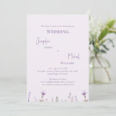 Eenvoudig lavender Floral Wedding Kaart (Staand voorkant)