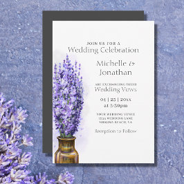 Eenvoudig lavender Flowers Modern Floral Wedding Kaart