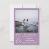Eenvoudig lavender Modern Minimalist Photo Weddens Save The Date (Voorkant)