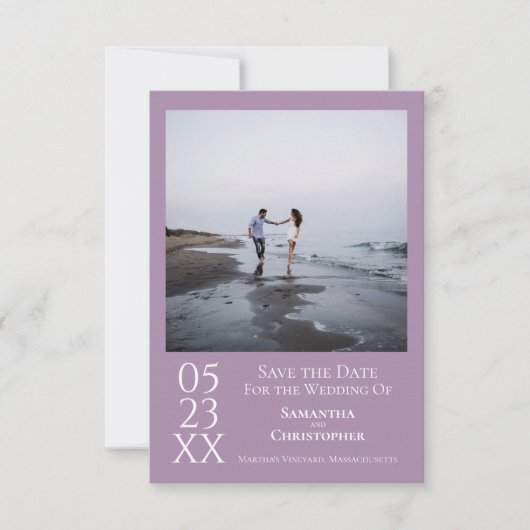 Eenvoudig lavender Modern Minimalist Photo Weddens Save The Date (Voorkant)