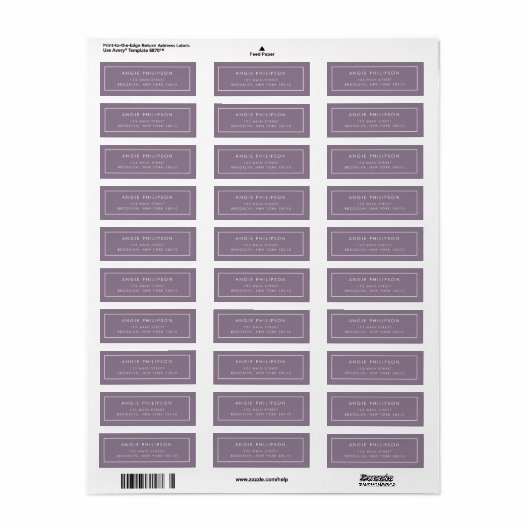 Eenvoudig Lavender Moderne Return Address Label (Full Sheet)