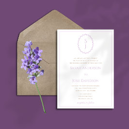 Eenvoudig lavender Monogram Weddenschap Kaart