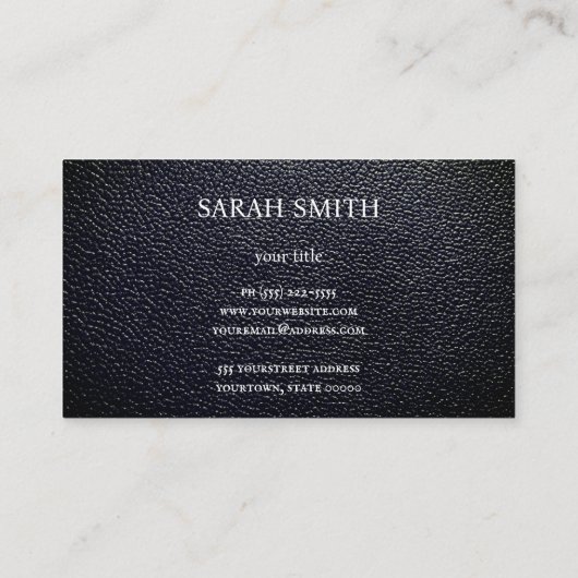 Eenvoudig leer minimalistisch visitekaartje (Achterkant)