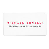 Eenvoudig leesbaar rood wit adreslabel etiket (Voorkant)