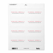 Eenvoudig leesbaar rood wit adreslabel etiket (Full Sheet)