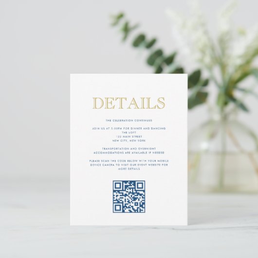Eenvoudig leesbare Bar Mitzvah-QR Code Detail Card Kaart (Staand voorkant)