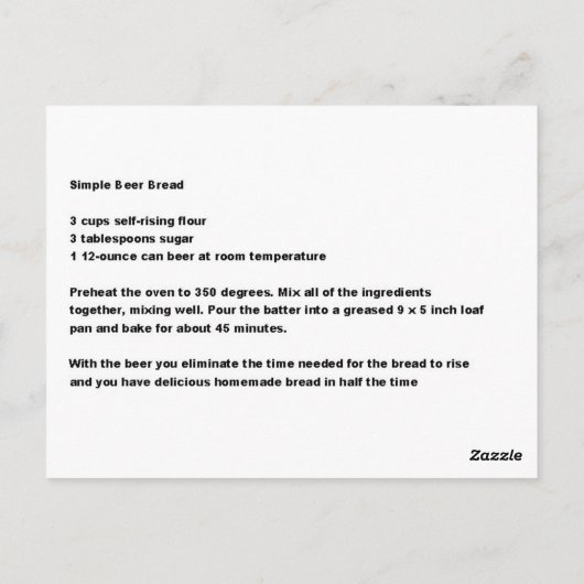 Eenvoudig leesbericht voor bier briefkaart (Achterkant)