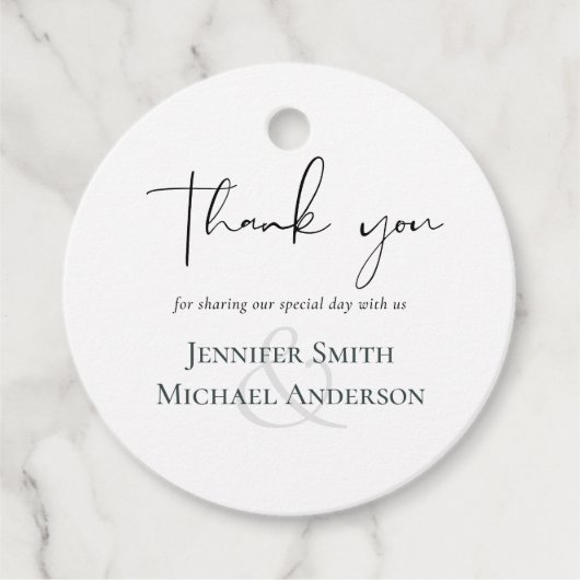 Eenvoudig legance script moderne bruiloft bedankjes labels (Voorkant)