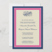 Eenvoudig legant 5x7 Fuchsia/Navy Wedding Invite Kaart (Voorkant)
