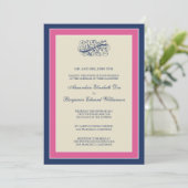 Eenvoudig legant 5x7 Fuchsia/Navy Wedding Invite Kaart (Staand voorkant)