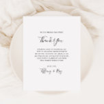 Eenvoudig legant bedankt voor je zoekkaart briefkaart<br><div class="desc">Deze eenvoudige,  elegante kaart voor uw receptie is perfect voor uw moderne,  minimalistische receptie voor zwarte en witte bruiloft. Het ontwerp bevat een minimaal hedendaags lettertype dat vergezeld gaat van een formele kalligrafie. Houd het zoals is,  of verkies om het met uw eigen kunstwerk of foto's te personaliseren!</div>