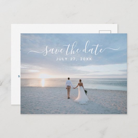 Eenvoudig legant bewaar de datum waarop het strand briefkaart (Voorkant / Achterkant)