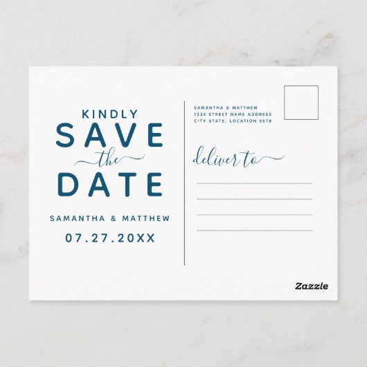 Eenvoudig legant bewaar de datum waarop het strand briefkaart (Achterkant)