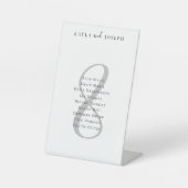 Eenvoudig legant bruiloft nummer 8 reclamebord met voetstuk (Voorkant)