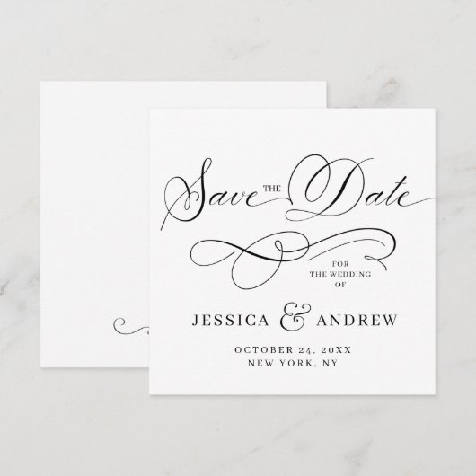 Eenvoudig legant die bruiloft vervoert sparen de D Save The Date (Voorkant / Achterkant)