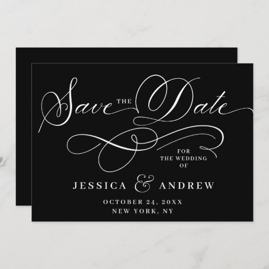 Eenvoudig legant die bruiloft vervoert sparen de D Save The Date (Voorkant / Achterkant)