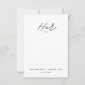 Eenvoudig legant haar stembriefje over bruiloften notitiekaartje (Voorkant)