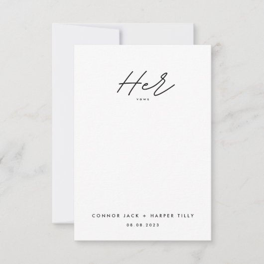 Eenvoudig legant haar stembriefje over bruiloften notitiekaartje (Voorkant)