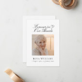 Eenvoudig legant in ons hart begrafenisherdenkings notitiekaartje (Voorkant / Achterkant in situ)