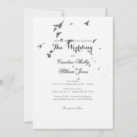 Eenvoudig legant lot van Doves Wedding Invitation Kaart (Voorkant)