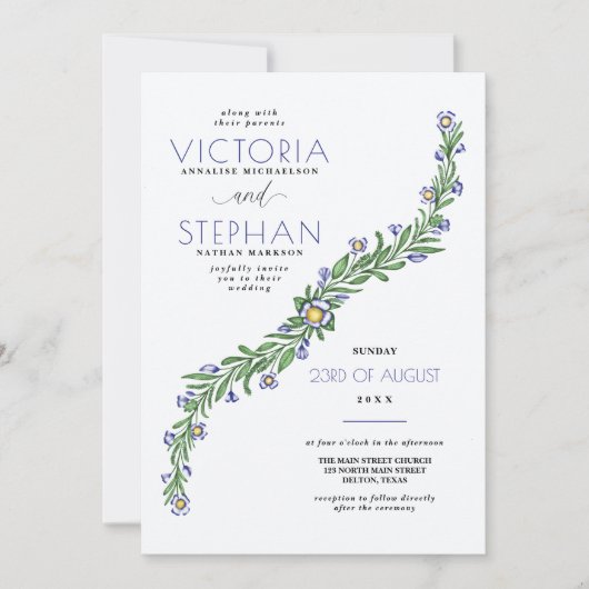 Eenvoudig legant marinesblauw veeforaal huwelijk kaart (Voorkant)