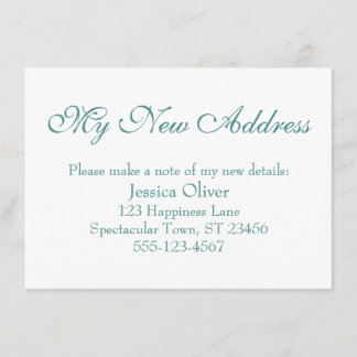 Eenvoudig, legant Mijn Nieuw Adres Blauwgroen op W Informatiekaartje