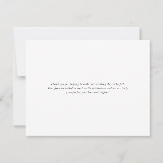 Eenvoudig legant minimalistisch huwelijk bedankt k notitiekaartje (Achterkant)