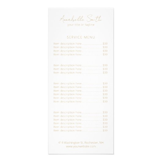 Eenvoudig legant minimalistisch modern goud reclamekaart (Voorkant)