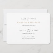 Eenvoudig legant minimalistisch modern goudhuwelij save the date (Achterkant)