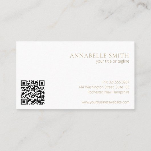 Eenvoudig legant minimalistisch QR-code modern gou Visitekaartje (Achterkant)