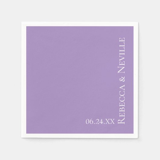 Eenvoudig legant modern lavender Text Wedding Servet (Voorkant)