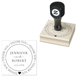 Eenvoudig legant paar dank je huwelijk rubberstempel