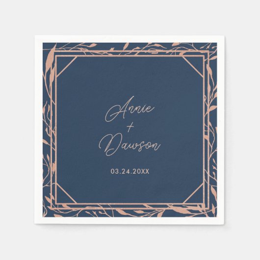 Eenvoudig legant Roos Gold- en marineverbinding Servet (Voorkant)