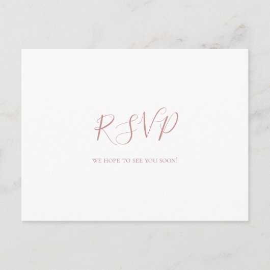 Eenvoudig legant Roos Gold Wedding RSVP Briefkaart (Voorkant)