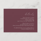 Eenvoudig legant script Bourgogne Weddenschap Deta Informatiekaartje (Voorkant)