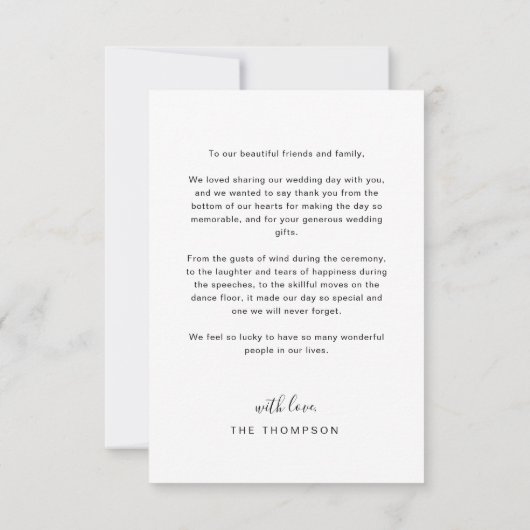 Eenvoudig legant script foto bruiloft Hartelijk da Bedankkaart (Achterkant)